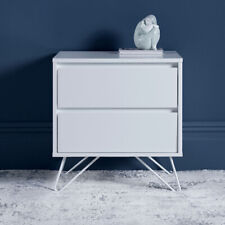 White Sofia 2 Drawer Bedside Table - Multiple Feet Colours Available