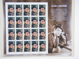 EDWARD G. ROBINSON LEGENDS OF HOLLYWOOD FRAMED 20 STAMP SHEET 33 CENT 2000 - Picture 1 of 5
