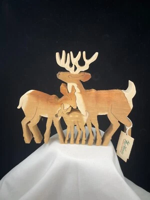 Rompecabezas de madera Fred Harvey nuevo con etiquetas Deed Family Buck Doe Fawn Foto 1 de 4