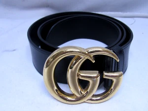 Wide Leather Gucci Belt with Double G buckle - Size 80-32 406831 - Picture 1 of 9