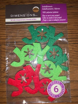 Dimensions Needle Felting Embellishments Red Green Joy Christmas 6 Pieces - Image 1 of 4