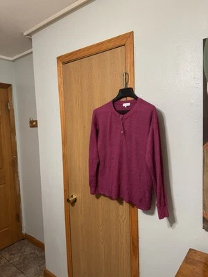 Blusa Henley Michael Stars média ameixa sólida manga longa - Excelente estado usado - Imagem 1 de 4