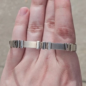 Tiffany & Co 925 Sterling Silber Atlas römische Ziffern Armband Armreif mit Staubbeutel - Bild 1 von 6
