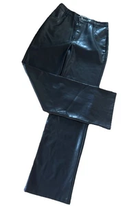 12th Tribe Womens Black High Rise Wide Leg Vegan Leather Pants Medium 28/32 - Picture 1 of 8