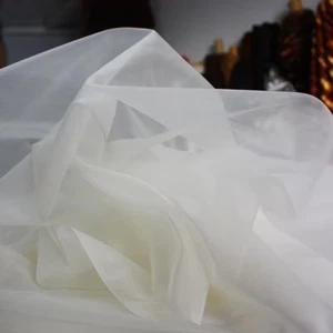 45'' Wide By Yard Natural White 100 Mulberry Silk Organza Fabric Gauze Off White - Picture 1 of 6