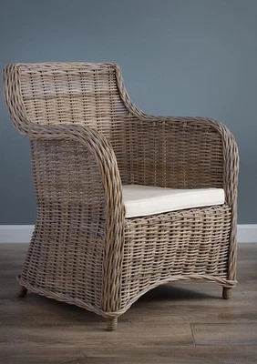 SUSTAINABLE FURNITURE UK LTD Isabella Natural Wicker Indoor & Outdoor Conservatory/Patio/Occasional Armchair