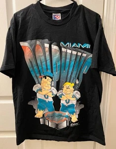 RARE Vintage 1994 Miami Dolphins Fred Flintstone Barney Rubble Shirt Size Large - Bild 1 von 9