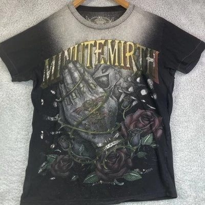 MINUTE MIRTH Praying Hands Tattoo T-Shirt Men Black Metal Rock Pray Prayer M12 - Image 1 of 4