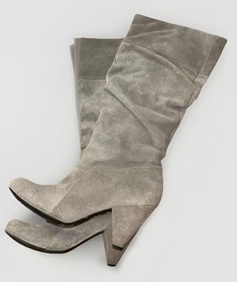BCBGeneration Gray Suede Slouch Tall Boots 8.5 B Leather Upper Boho Y2K Shoes - Image 1 of 4