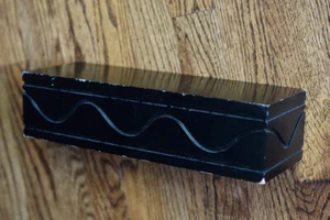 Black Wood Floating Box Shelf, Rectangular, Groove Design, Distressed 12 x 4 x 3 - Picture 1 of 10