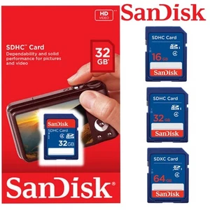 SD Card SanDisk 32GB 64GB 16GB 8GB SDHC SDXC DSLR Video Camera Memory Genuine - Picture 1 of 9