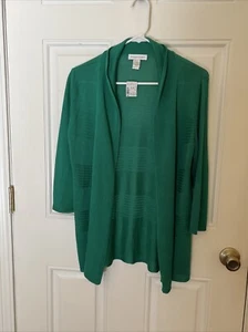 Christopher & Banks Green Open Front Cardigan Tunic Length Small NWT 3/4 Sleeve - Picture 1 of 4