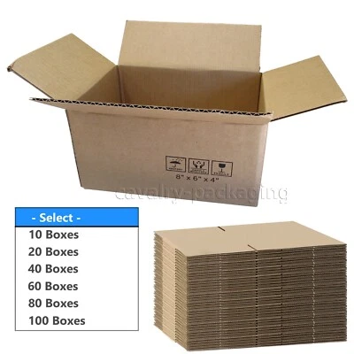 Shipping Boxes Mailers 8"X6"X4"  Corrugated Cardboard Packing Kraft (20-100pc) - Image 1 of 4