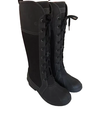 CLARKS CARIMA PLUMA Tall Black Waterproof Lace Zip Fur Lined Boots US 6 NEW! - Image 1 of 4