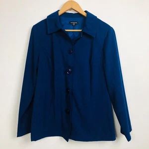Notations Women's Long Sleeve Button Front Shirt Jacket Solid Blue Size 1X - Picture 1 of 5