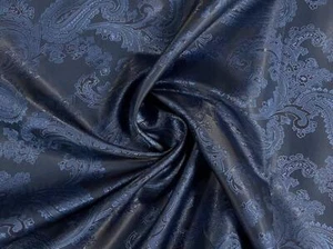 Motivo Cachemira Jacquard Raso Forro Tejido Azul Marino - Imagen 1 de 5