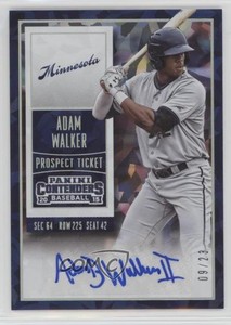 2015 Panini Contenders Prospect Ticket Cracked Ice /23 Adam Walker #2 Auto