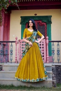 Indian Women Silk Lehenga with Choli and Dupatta Stitched Wedding Kalamkari - Picture 1 of 4
