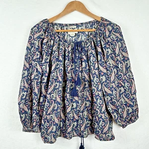 Blusa Denim Supply Ralph Lauren L Top RL Boho Azul Oscuro Floral Western Cottage - Imagen 1 de 10
