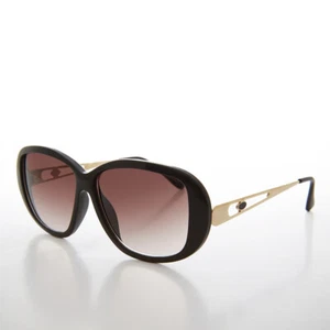 Large Women's Glamorous Vintage Deadstock Sunglass Black / Gold - Connie - Picture 1 of 3