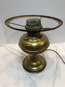 Antique Vintage Electrified Table Lamp Rayo Brass Oil Kerosene - Picture 1 of 14