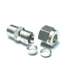 5/16" OD x 1/4" NPT Male Steel Stainless Twin Ferrule Straight Fitting WOG - Picture 1 of 6