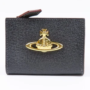 VIVIENNE WESTWOOD Orb Logo Card Holder Coin Case Leather Black 79535 - Picture 1 of 15