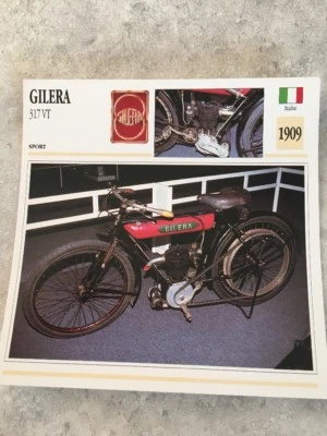 Gilera 317 VT 1909 Tarjeta Moto Colección Atlas Italia - Imagen 1 de 2