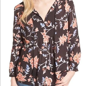 Bohemian Floral FLowy Women’s Blouse Women’s XL Loose Fit Shirt Top by Caslon - Picture 1 of 8