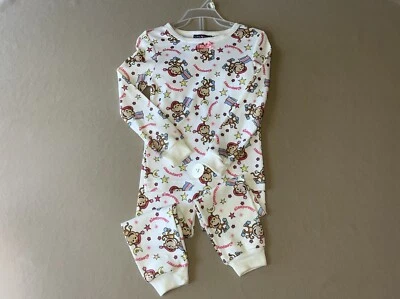 Девочек 4T «Sleepover обезьяна» пижамы длинным рукавом верх и низ, новый с ярлыками! - Изображение 1 из 4