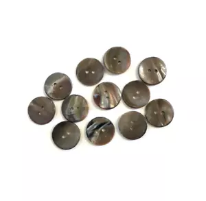 24 Buttons Dark Brown Iridescent Natural Real Shell 2-Hole Sewing 20 mm #SH26 - Picture 1 of 5