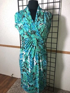 Josephine Studio Size 6 Sleeveless Ruched Front Green Print Dress - Picture 1 of 7