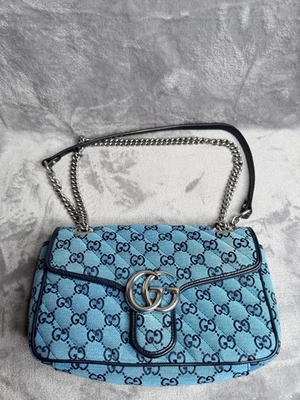 Gucci Marmont синий джинсовой ткани наплечная сумка через плечо - Изображение 1 из 4