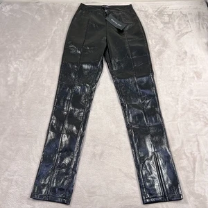 Pantalone donna bianco volpe come zucchero piccolo nero ecopelle spacco 33" cucitura interna NUOVO - Foto 1 di 15