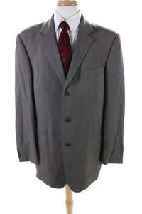 Boss Hugo Boss Mens Wool Notched Lapel Three Button Blazer Jacket Gray Size 44 L - Picture 1 of 10