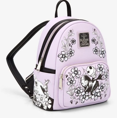Mochila floral de lavanda Loungefly Nightmare Before Christmas Jack Sally Lovers - Imagem 1 de 4