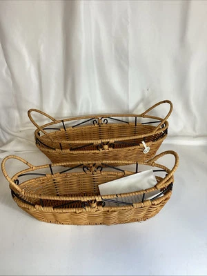 Princess House 2 cestas nuevas de ratán ovaladas con asas  Foto 1 de 4