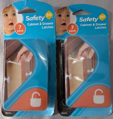 Nuevo paquete de 7 x2 cierres de gabinete y cajón de agarre ancho de seguridad a prueba de niños bebé Foto 1 de 2