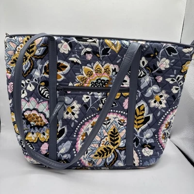 Bolso de Mano Vera Bradley Glenna Charmont Prado Asas de Cuero Gris Amarillo Floral Foto 1 de 4