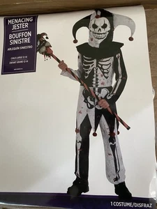 MENACING JESTER Halloween Costume 3 Piece Set Boys Child Size Large 12-14 NEW - Picture 1 of 4