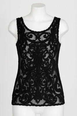 Camiseta sin mangas Express de malla negra de encaje M Witchy Whimsigoth Y2K Vamp eduardiano gótico Foto 1 de 4