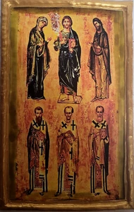 Three Holy Hierarch Saints Gregory St John St Basil Deesis Greek Orthodox Icon - Picture 1 of 5