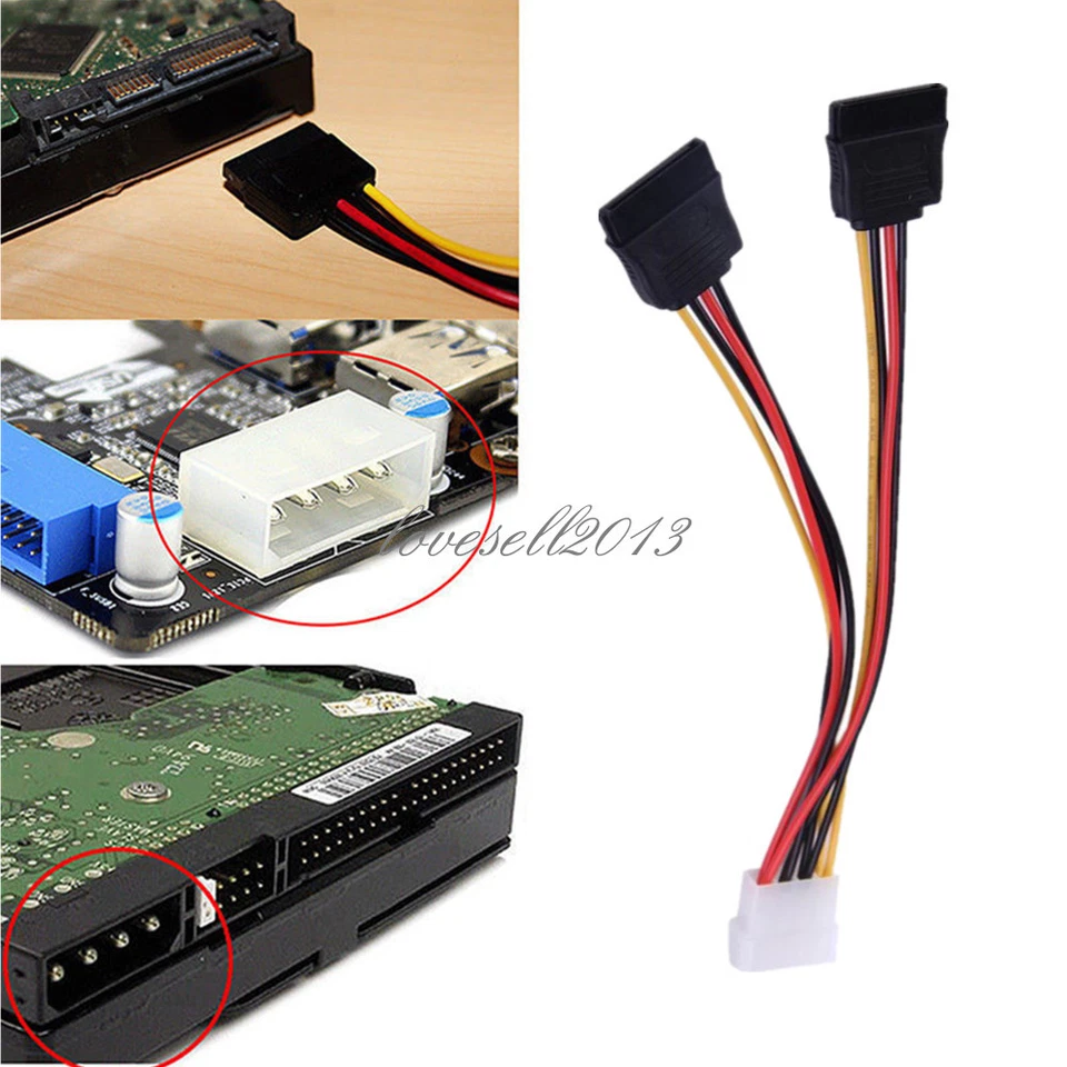5PCS 4 Pin IDE Male Molex to Dual SATA Splitter 2 Ports Female Power Adapter - Image 1 of 1
