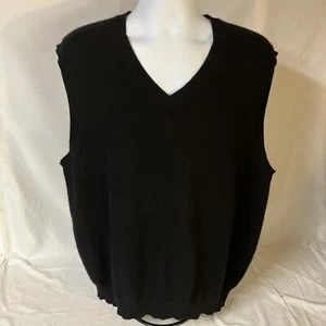 Jos A Bank Mens XL V-Neck Sweater Vest Black 100% Cashmere Free Shipping - Picture 1 of 6