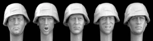 Hornet Heads - 5 heads with German Army Style Camo Helmet covers WWII - HGH/16 - Picture 1 of 15