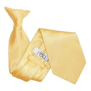 Pale Yellow Clip On Tie Satin Plain Solid Mens Formal Wedding Necktie by DQT - Picture 1 of 2