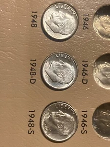 1948 P-D-S Silver Roosevelt Dimes Ch BU+SUPERB!! Nice Set of 3!! BEAUTIFUL!!#109 - Picture 1 of 4