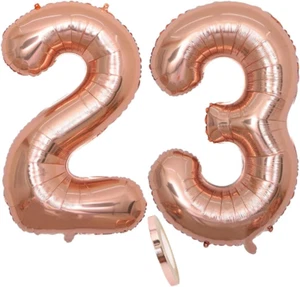 2 Luftballons Zahl 23, Nummer 23 Luftballon Rosegold Mädchen,40" Aufblasbar Heli - Bild 1 von 7