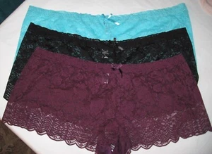 3PAIR NEW 5X Bodymate TEAL/BLACK/MAROON Stretch Lace Boyshort Panties - Picture 1 of 4
