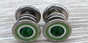 Gemelos Deco Silvertone verde esmeralda verde esmeralda - Imagen 1 de 3
